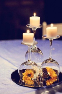 Candle and flower table decor