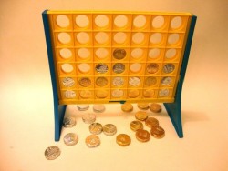 Connect four with chocolate coins