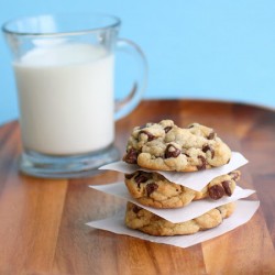Big, fat, chewy choco chip cookies

•2 cups all-purpose flour
•½ teaspoon baking soda
•½ teaspoo ...