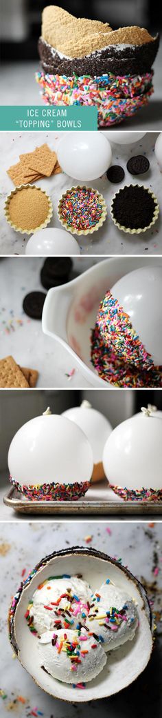 Ice cream choco, sprinkles bowls