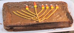 Chanukah cake (pretzels and candy corn)